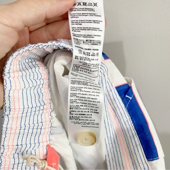 JOULES Orielle Linen Blend Midi Skirt White Blue Stripe NEW Coastal Size 2 - Picture 15 of 16